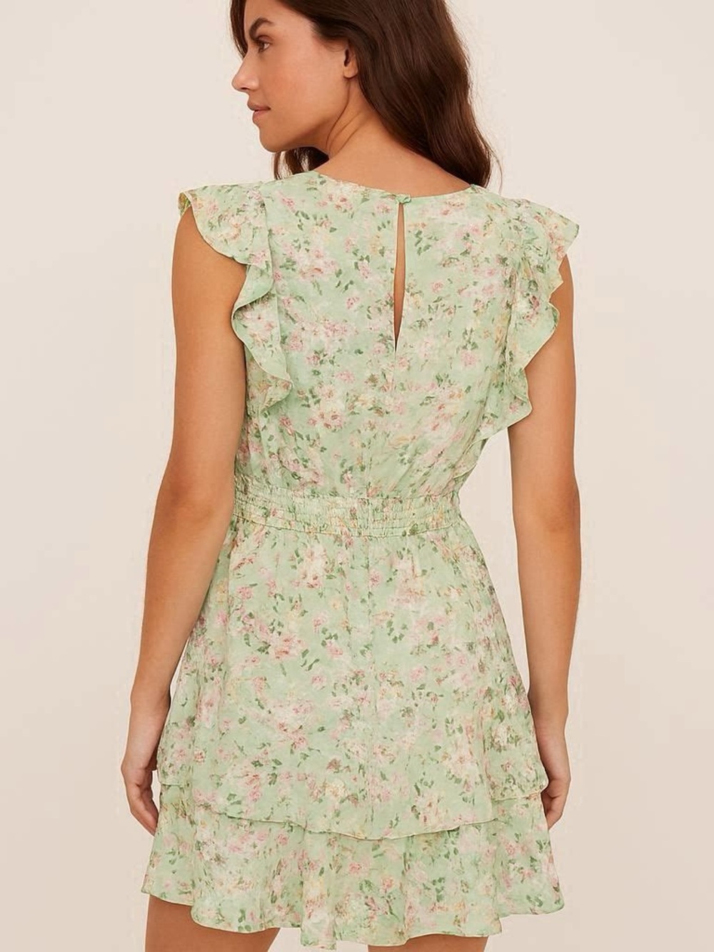 NWT BCBGeneration Floral Ruffle Mini Dress – Size M – Spring Green - Picture 9 of 9
